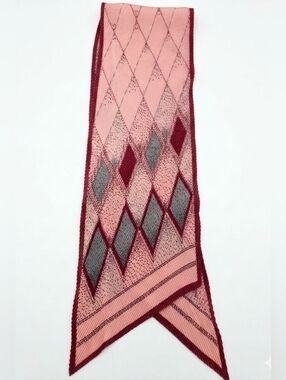 Vintage Dark Light Pink Rectangle Pleated Scarf Geometric
